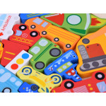 Drevené puzzle farebných Vozidiel